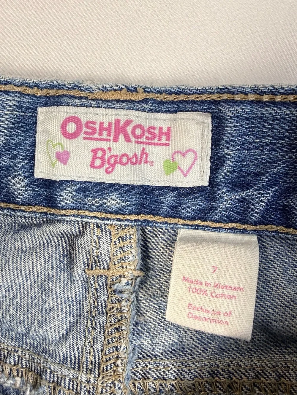 VINTAGE OSHKOSH B’GOSH Girls 7 2000s Embroidered Floral Bow Pocket Jeans Y2K‎